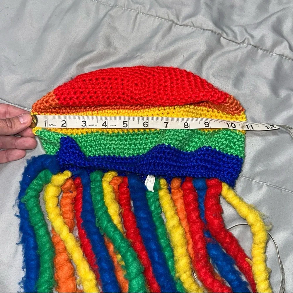 Rainbow Knit Faux Dread Yarn Cap Beanie Festival Rave Party (No Purple) Funny